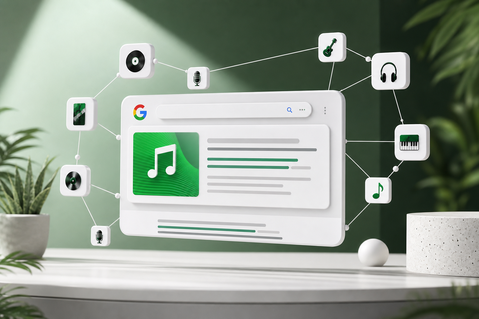 Google featured snippet search result concept connected to music blog articles