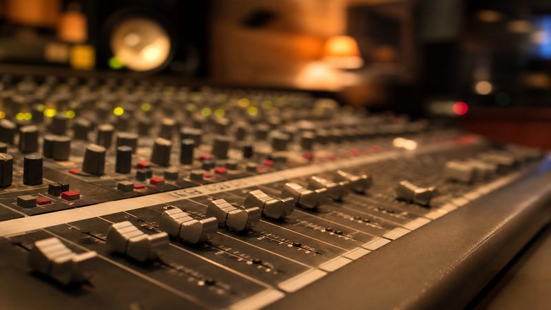 Audio mixing levels showing voice, music and ambient balance